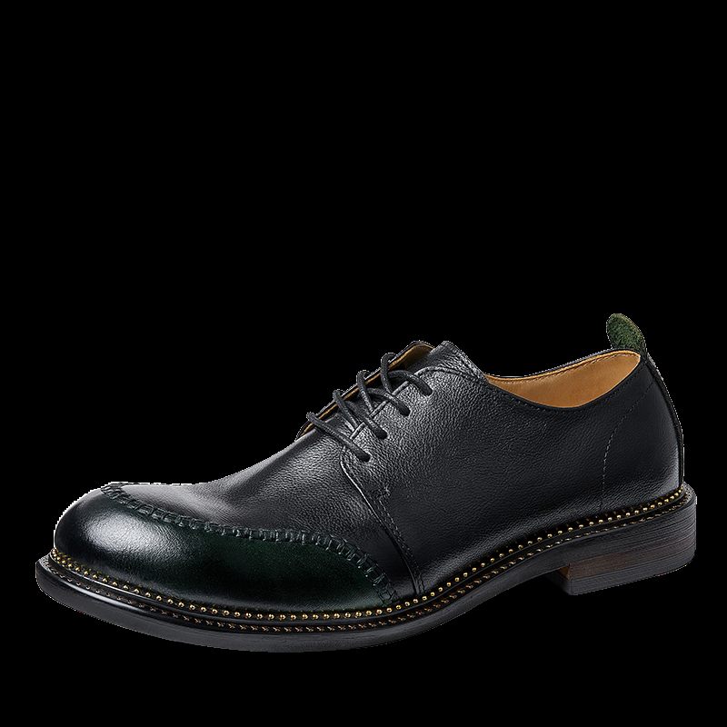 Sapatos Casuais Masculinos Dedo Redondo Chic Lace-up - Preto