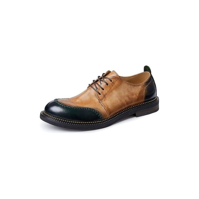 Sapatos Casuais Masculinos Dedo Redondo Chic Lace-up - Café