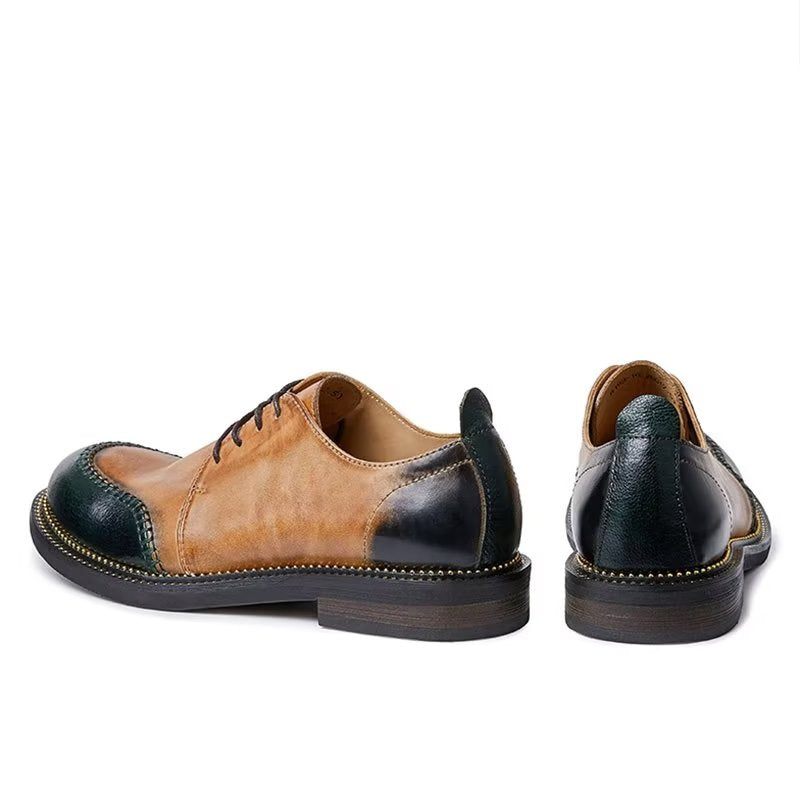 Sapatos Casuais Masculinos Dedo Redondo Chic Lace-up - Café