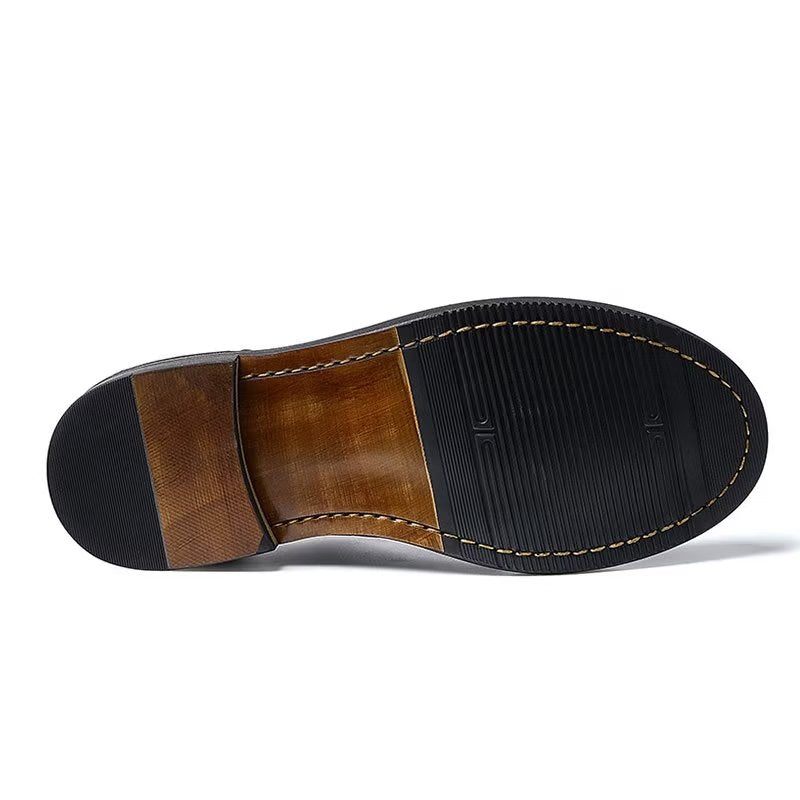 Sapatos Casuais Masculinos Dedo Redondo Chic Lace-up - Café