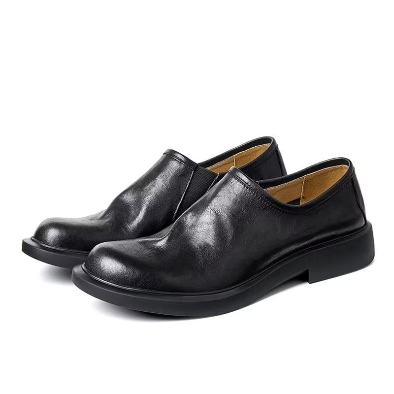 Sapatos Casuais Masculinos Elegantes Com Dedo Redondo Slip-ons - Preto