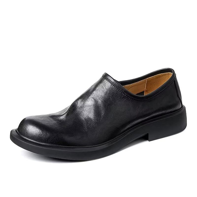 Sapatos Casuais Masculinos Elegantes Com Dedo Redondo Slip-ons - Preto