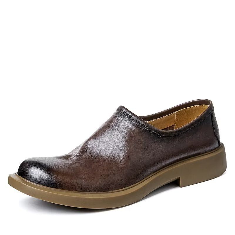 Sapatos Casuais Masculinos Elegantes Com Dedo Redondo Slip-ons - Café