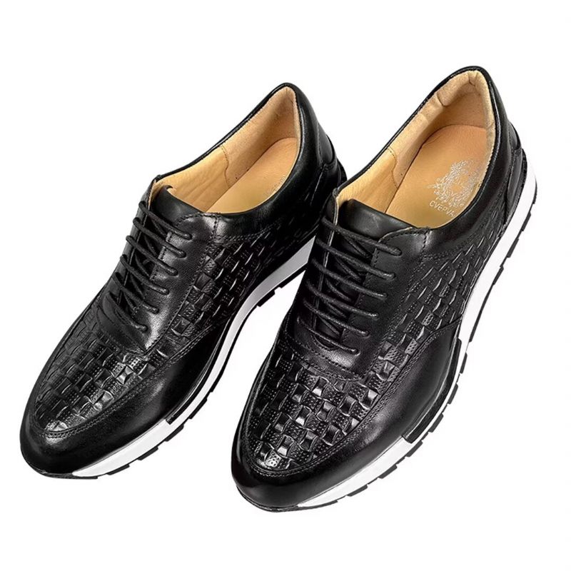 Sapatos Casuais Masculinos Elegantes Couro Vaca Sapatilhas - Marrom