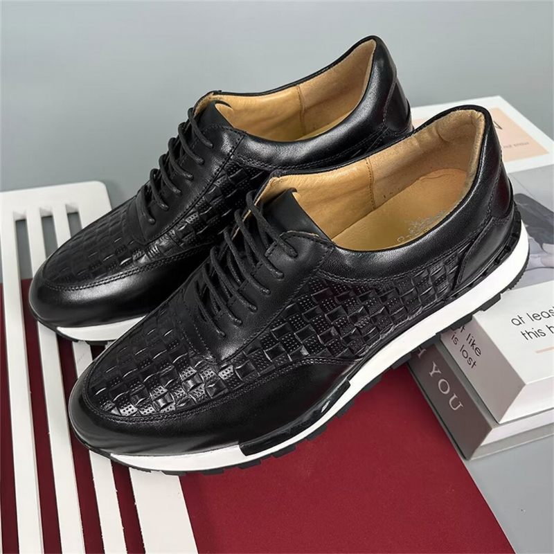 Sapatos Casuais Masculinos Elegantes Couro Vaca Sapatilhas - Marrom