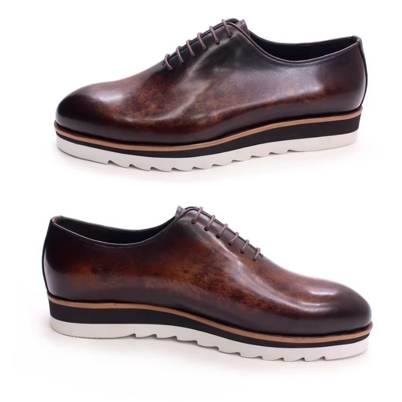 Sapatos Casuais Masculinos Elegantes Deslizantes Pintados À Mão - Café