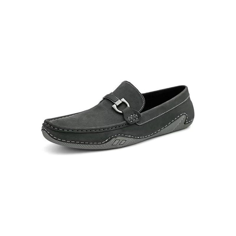 Sapatos Casuais Masculinos Elegantes Mocassins Com Moda Metal - Cinza