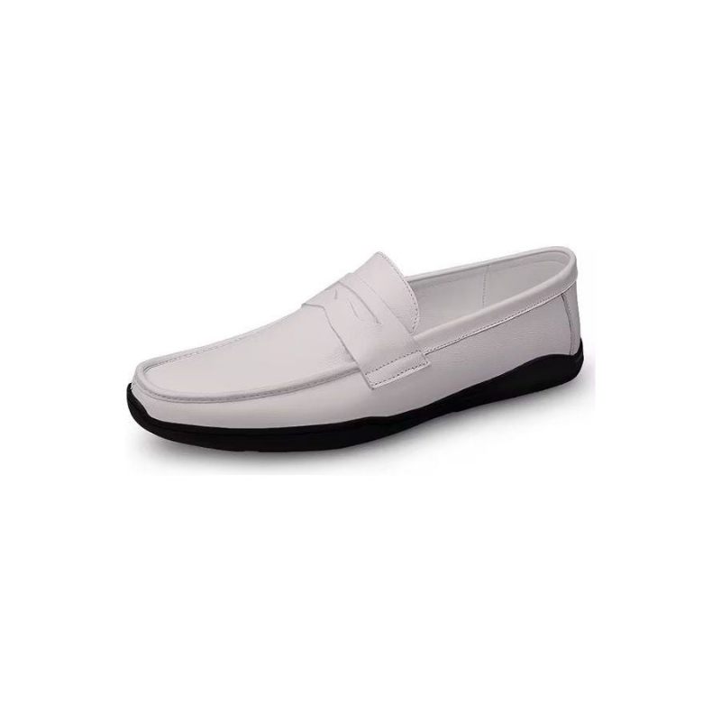 Sapatos Casuais Masculinos Elegantes Mocassins Pu Com Moda Metal - Buraco Branco