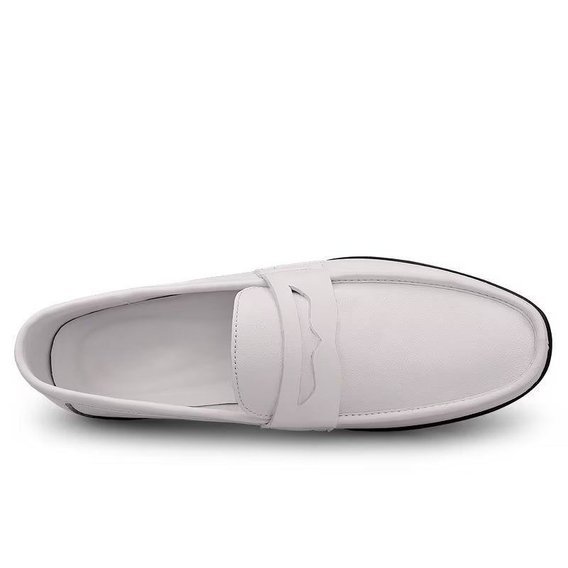 Sapatos Casuais Masculinos Elegantes Mocassins Pu Com Moda Metal - Buraco Branco