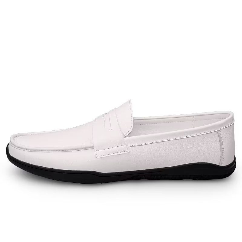 Sapatos Casuais Masculinos Elegantes Mocassins Pu Com Moda Metal - Buraco Branco