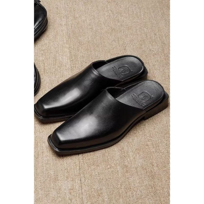 Sapatos Casuais Masculinos Elegantes Sandálias Negócios Couro Luxo Em Relevo - Preto 1