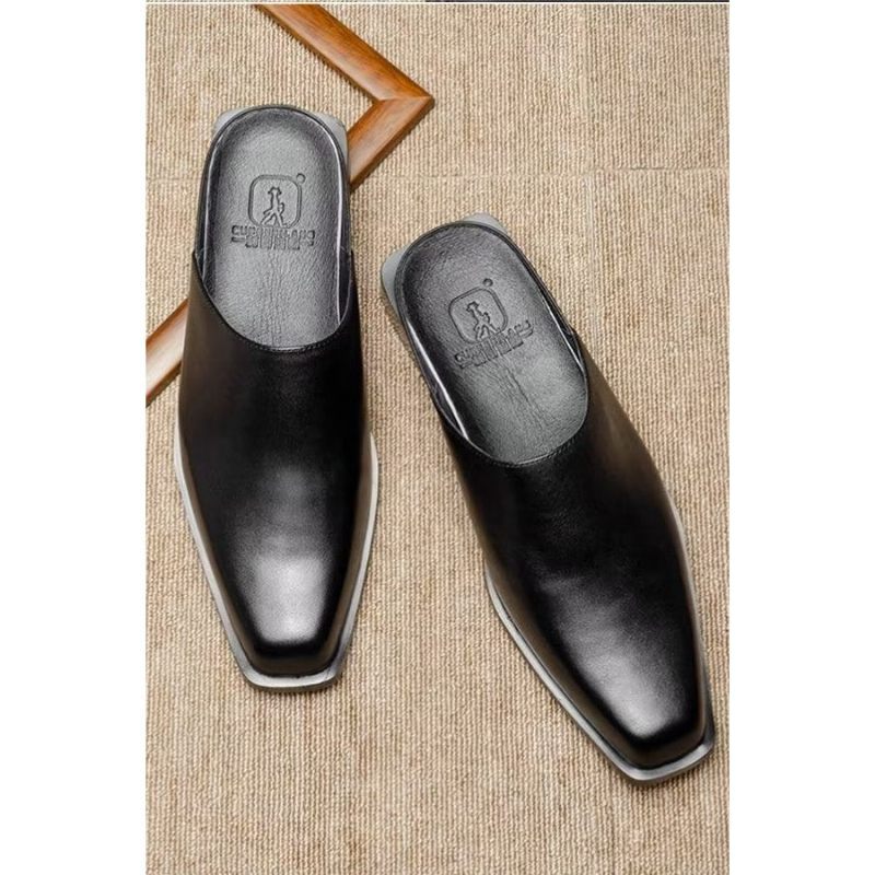 Sapatos Casuais Masculinos Elegantes Sandálias Negócios Couro Luxo Em Relevo - Preto 1