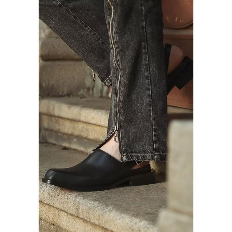 Sapatos Casuais Masculinos Elegantes Sandálias Negócios Couro Luxo Em Relevo - Preto 1