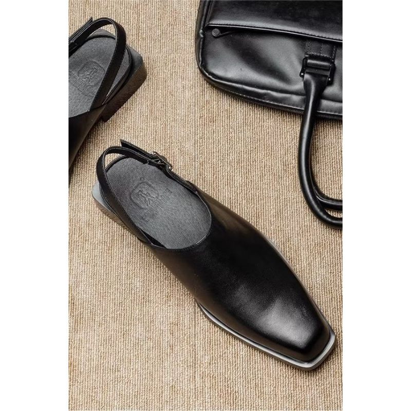 Sapatos Casuais Masculinos Elegantes Sandálias Negócios Couro Luxo Em Relevo - Preto 1