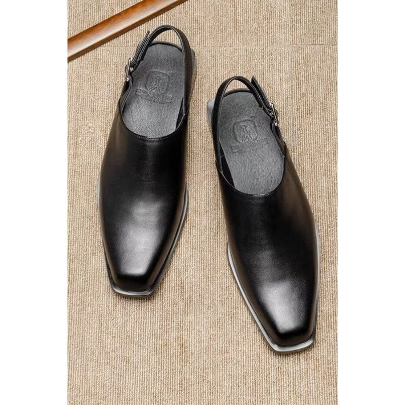 Sapatos Casuais Masculinos Elegantes Sandálias Negócios Couro Luxo Em Relevo - Preto 1