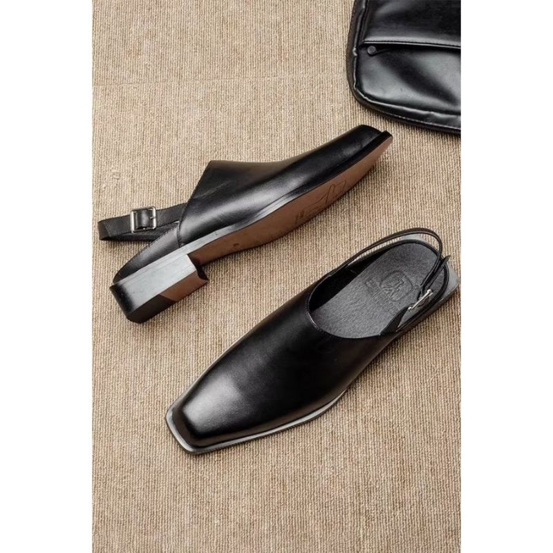 Sapatos Casuais Masculinos Elegantes Sandálias Negócios Couro Luxo Em Relevo - Preto 1