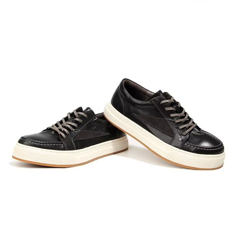 Sapatos Casuais Masculinos Elegantes Tênis Cano Alto - Preto