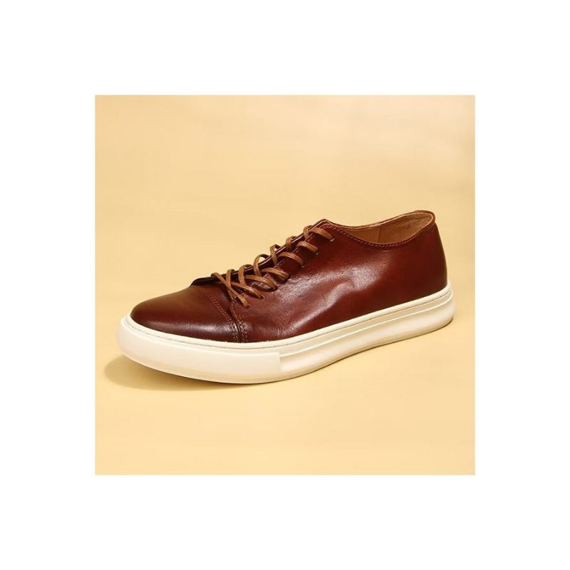 Sapatos Casuais Masculinos Elegantes Tênis Cano Alto - Marrom