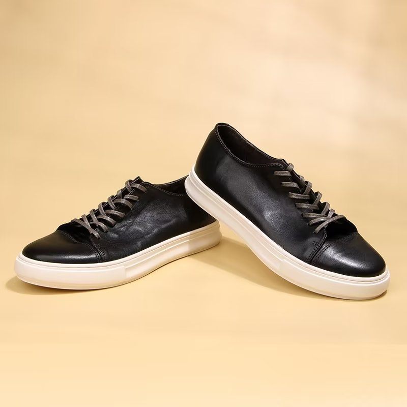 Sapatos Casuais Masculinos Elegantes Tênis Cano Alto - Preto