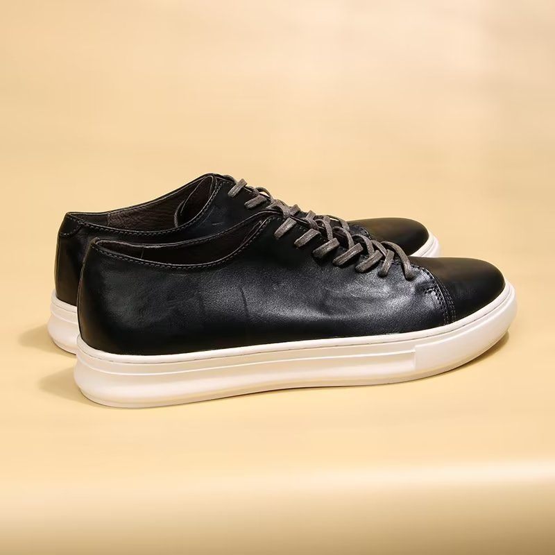 Sapatos Casuais Masculinos Elegantes Tênis Cano Alto - Preto