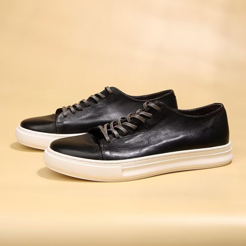 Sapatos Casuais Masculinos Elegantes Tênis Cano Alto - Preto