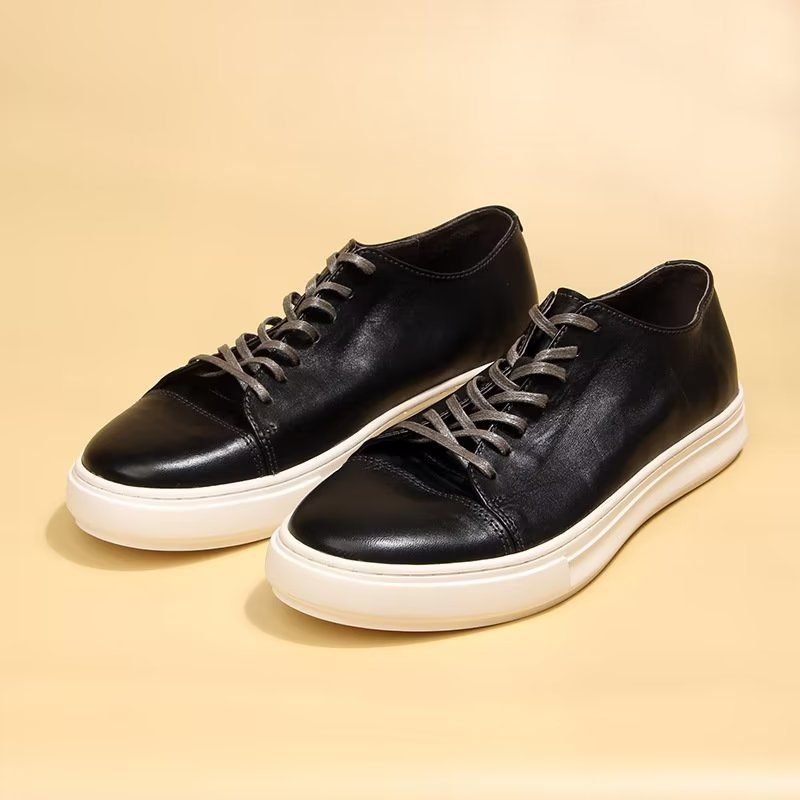 Sapatos Casuais Masculinos Elegantes Tênis Cano Alto - Preto