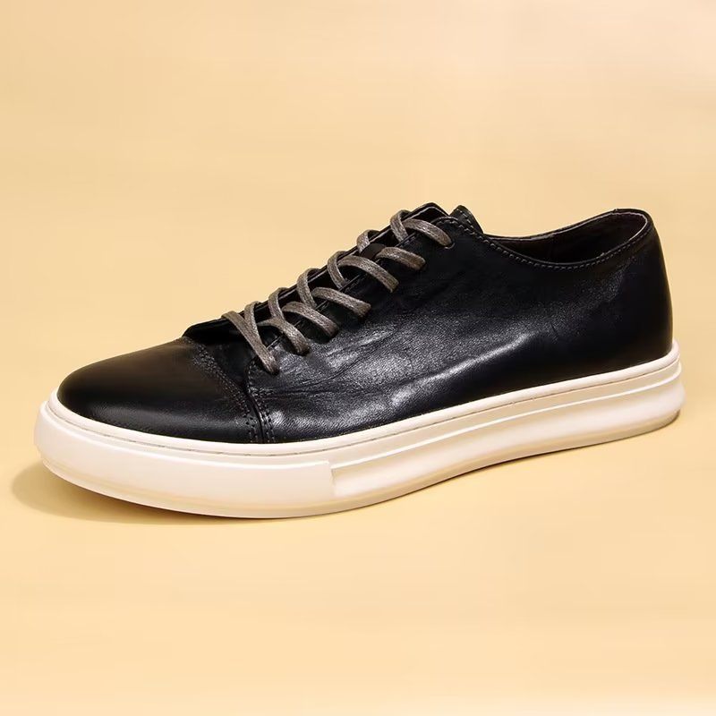 Sapatos Casuais Masculinos Elegantes Tênis Cano Alto - Preto