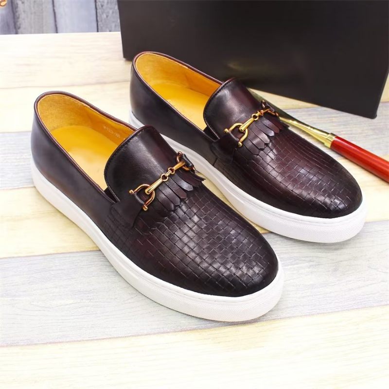 Sapatos Casuais Masculinos Exóticos Slip-on - Café