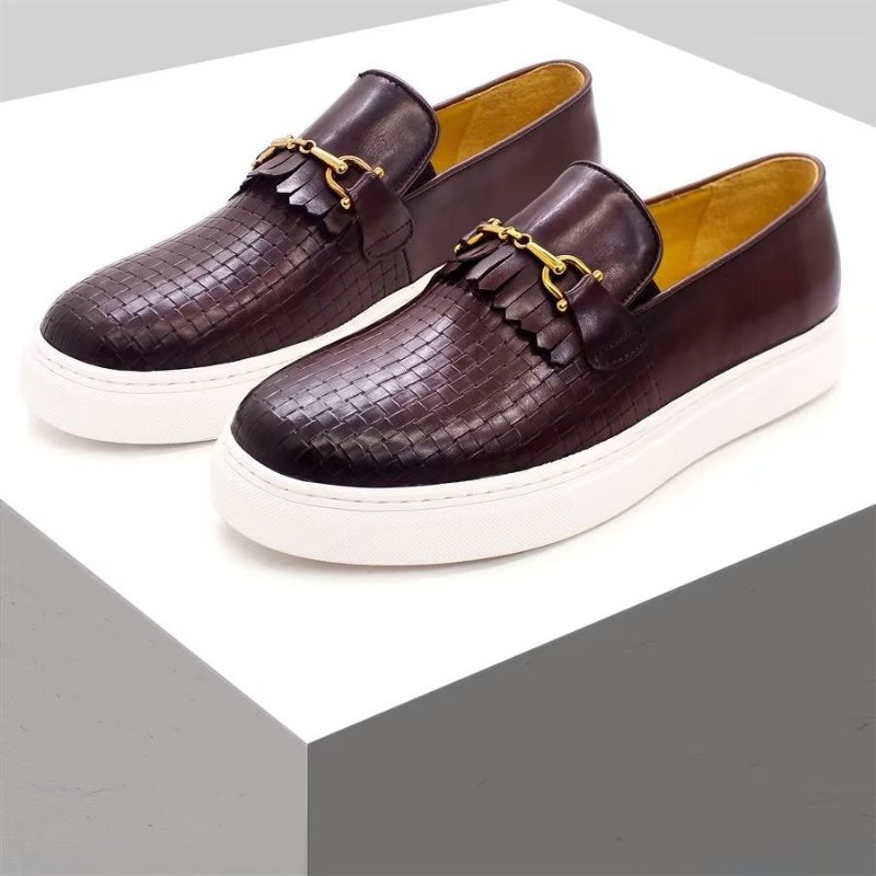 Sapatos Casuais Masculinos Exóticos Slip-on - Café