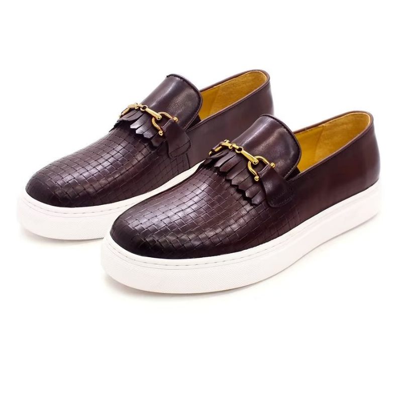 Sapatos Casuais Masculinos Exóticos Slip-on - Café