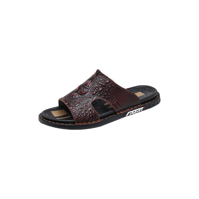 Sapatos Casuais Masculinos Luxecroco Verão Chic Slip On Slides - Vermelho