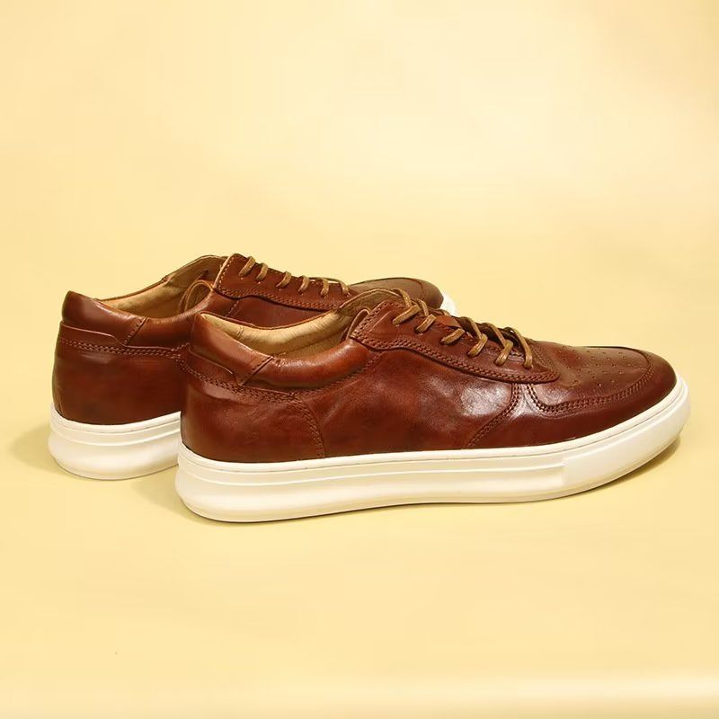 Sapatos Casuais Masculinos Luxuosos Cano Alto - Marrom