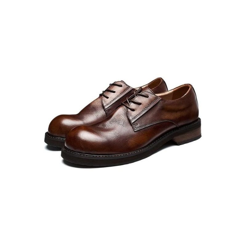 Sapatos Casuais Masculinos Luxuosos Leatherlux Dedo Redondo - Café