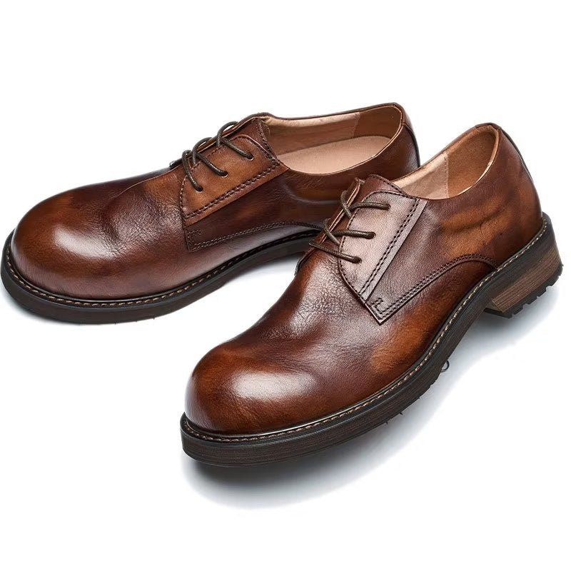 Sapatos Casuais Masculinos Luxuosos Leatherlux Dedo Redondo - Café