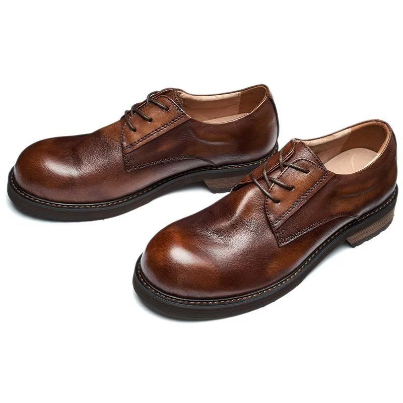 Sapatos Casuais Masculinos Luxuosos Leatherlux Dedo Redondo - Café