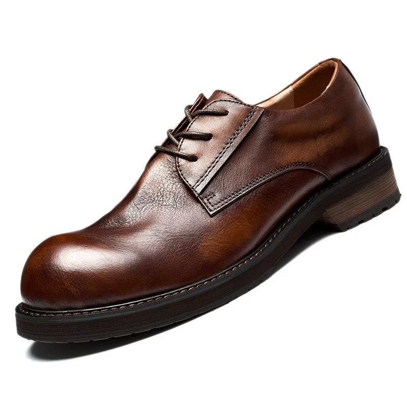 Sapatos Casuais Masculinos Luxuosos Leatherlux Dedo Redondo - Café