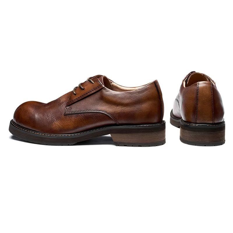 Sapatos Casuais Masculinos Luxuosos Leatherlux Dedo Redondo - Café