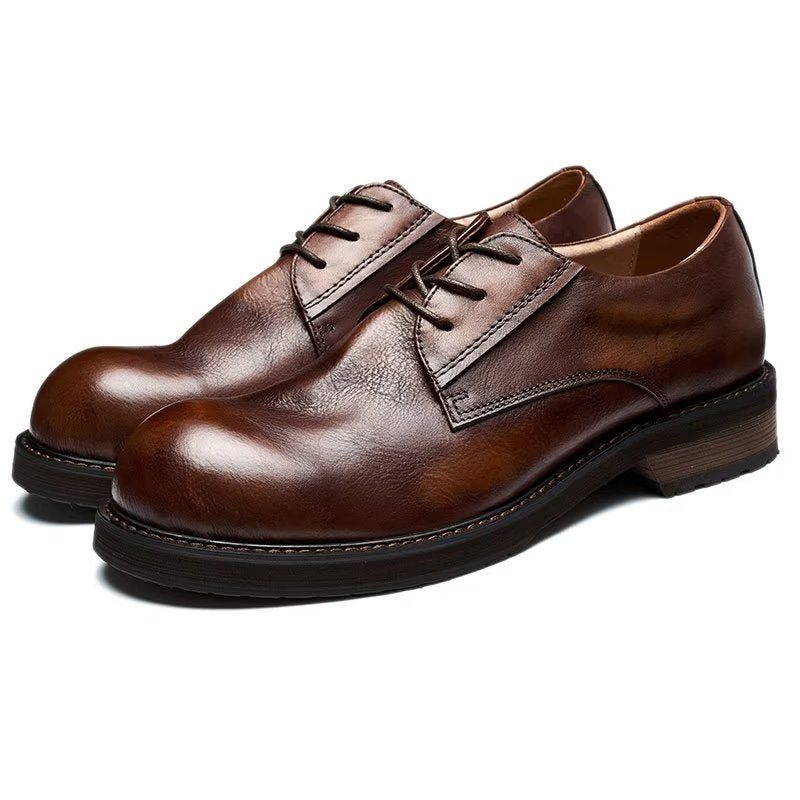 Sapatos Casuais Masculinos Luxuosos Leatherlux Dedo Redondo - Café