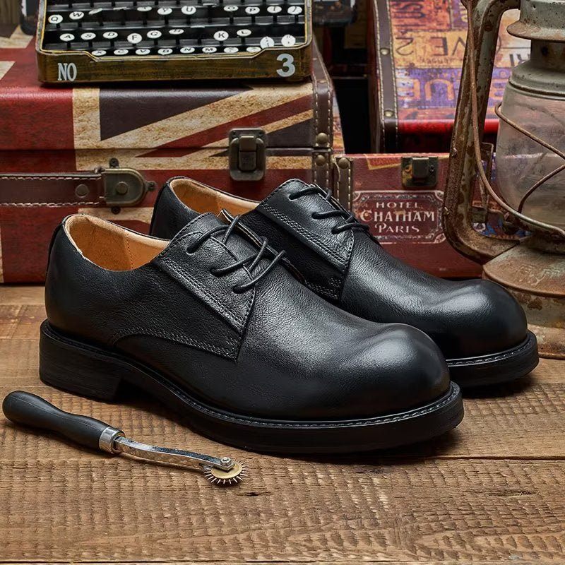 Sapatos Casuais Masculinos Luxuosos Leatherlux Dedo Redondo - Preto