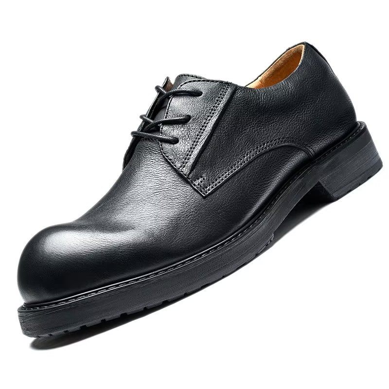 Sapatos Casuais Masculinos Luxuosos Leatherlux Dedo Redondo - Preto