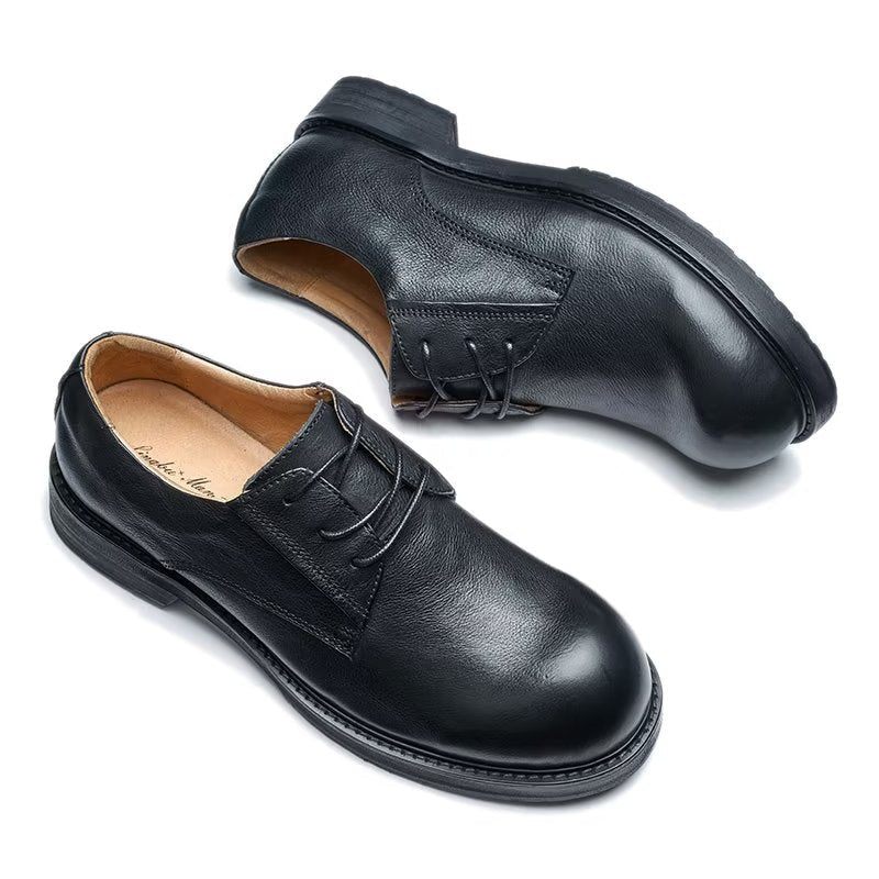 Sapatos Casuais Masculinos Luxuosos Leatherlux Dedo Redondo - Preto