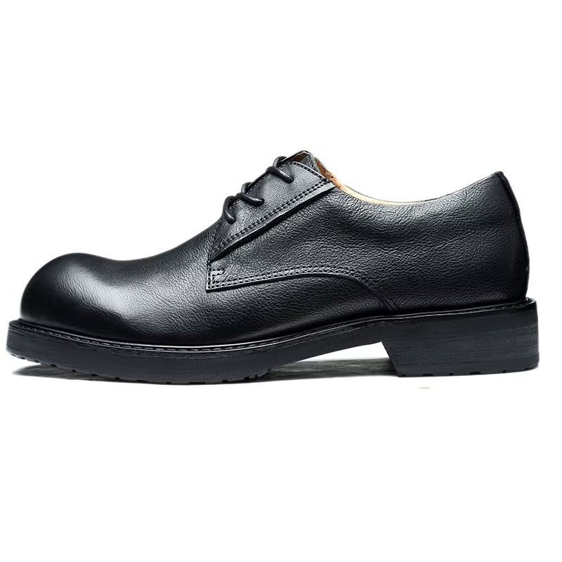 Sapatos Casuais Masculinos Luxuosos Leatherlux Dedo Redondo - Preto