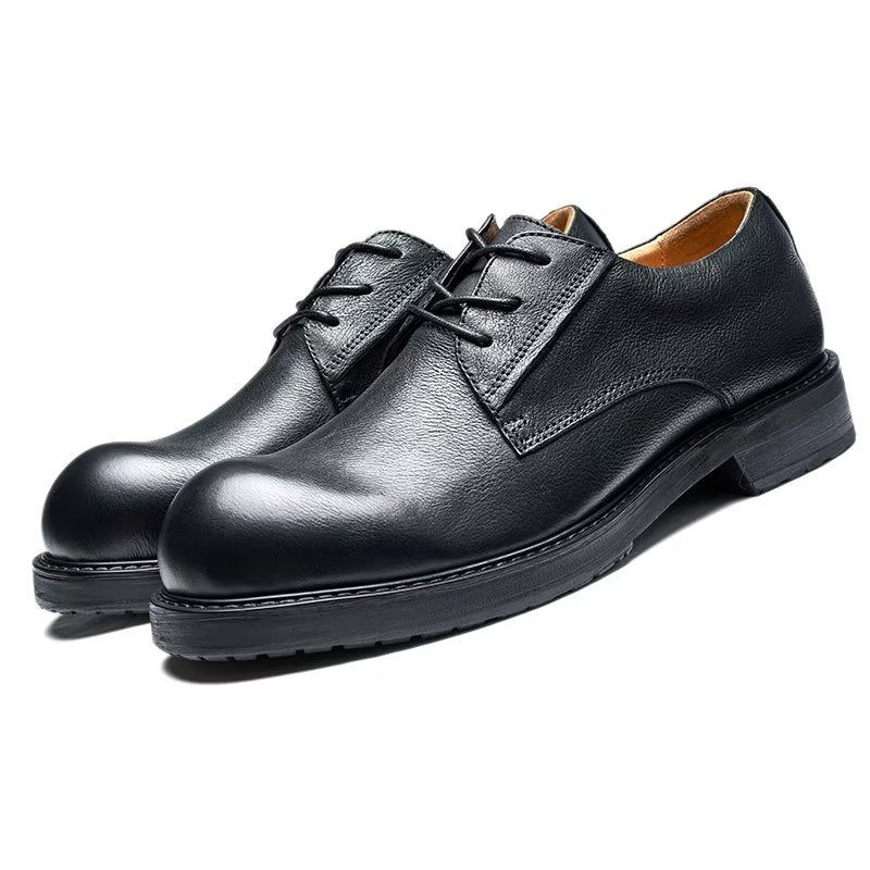 Sapatos Casuais Masculinos Luxuosos Leatherlux Dedo Redondo - Preto