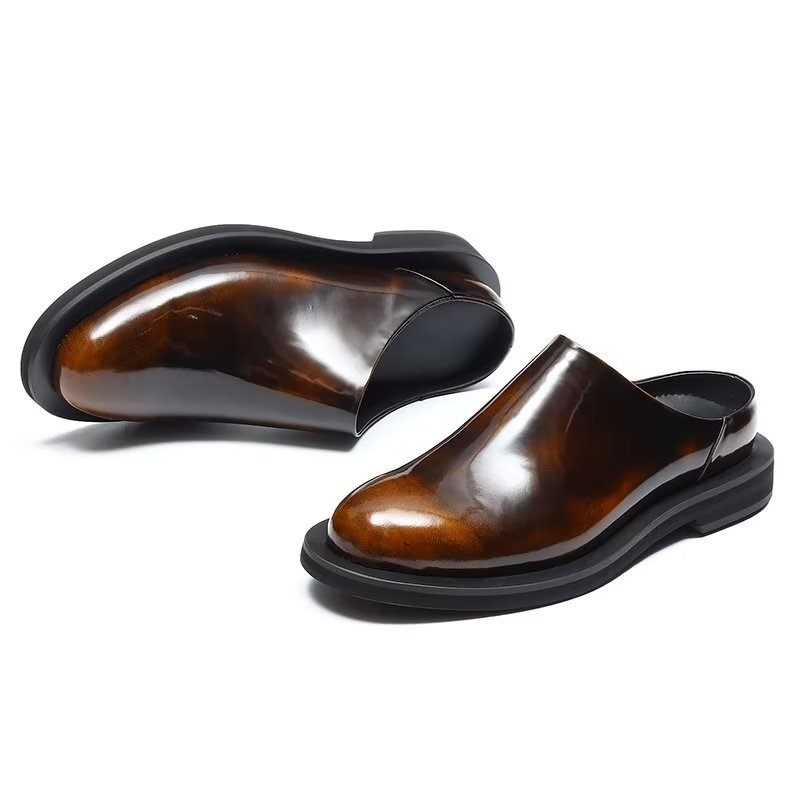 Sapatos Casuais Masculinos Luxuosos Slip-ons Couro - Café