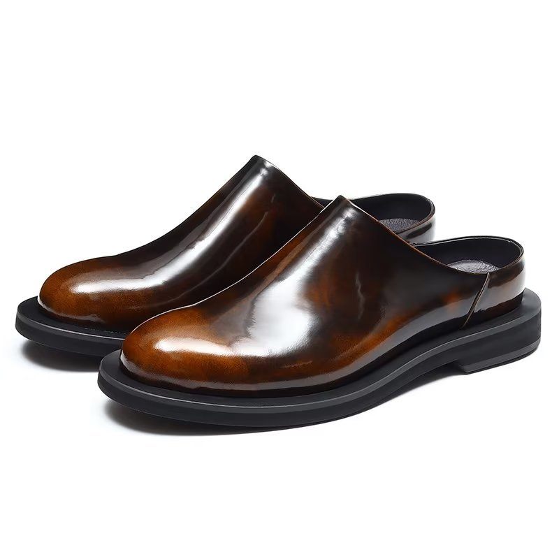 Sapatos Casuais Masculinos Luxuosos Slip-ons Couro - Café