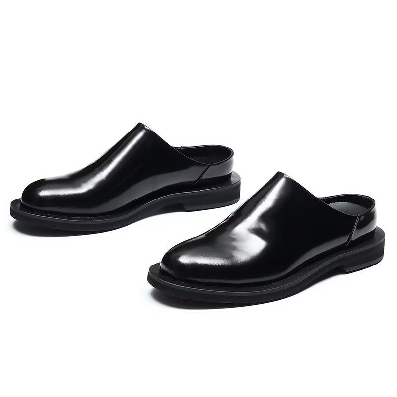 Sapatos Casuais Masculinos Luxuosos Slip-ons Couro - Preto