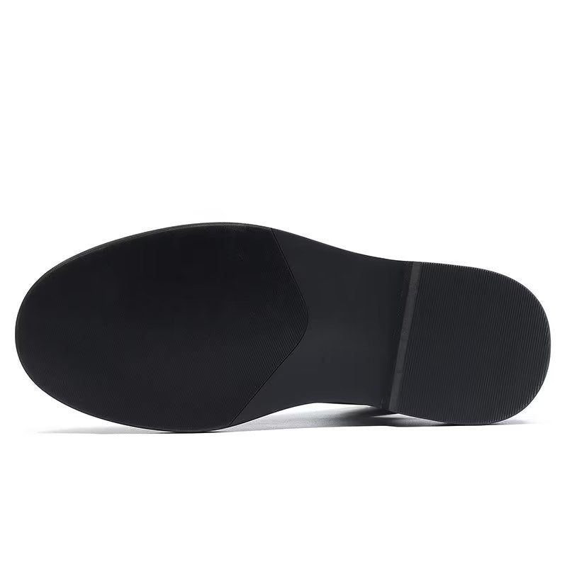 Sapatos Casuais Masculinos Luxuosos Slip-ons Couro - Preto