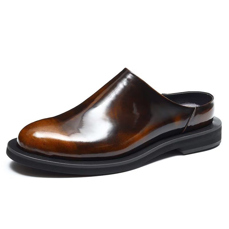 Sapatos Casuais Masculinos Luxuosos Slip-ons Couro - Café