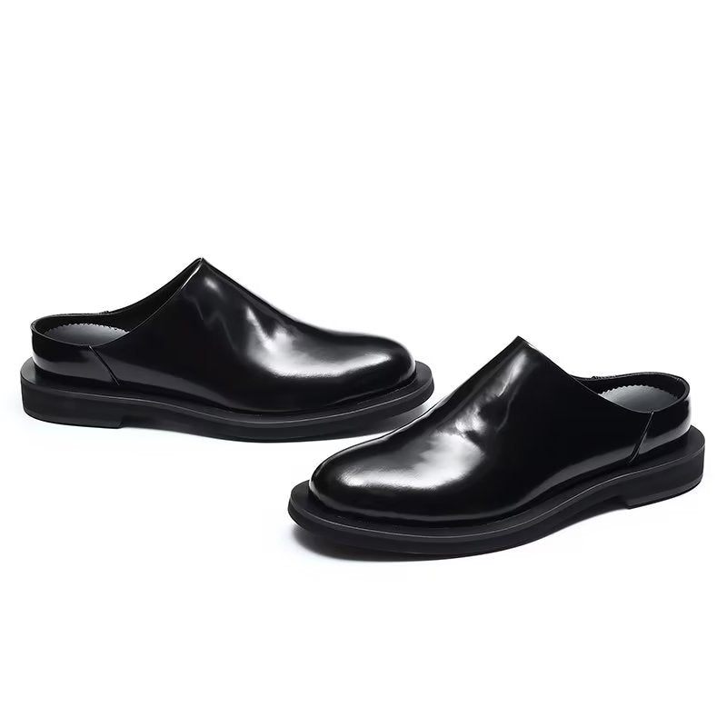 Sapatos Casuais Masculinos Luxuosos Slip-ons Couro - Preto