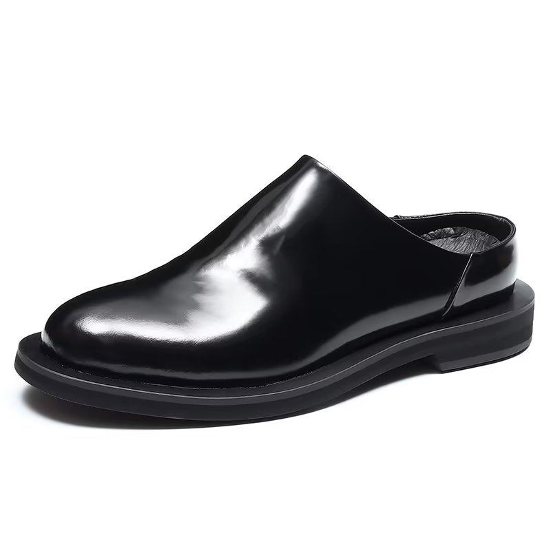 Sapatos Casuais Masculinos Luxuosos Slip-ons Couro - Preto